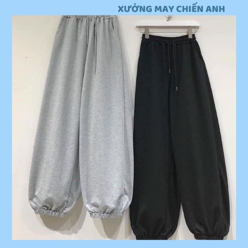 Quân ống BOOM nỉ Unisex - Jogger thun trơn cạp chun dáng rộng