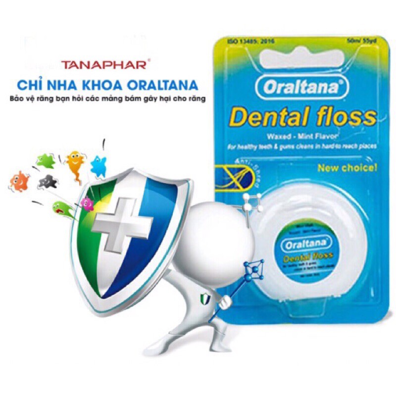 [CHÍNH HÃNG ] Chỉ nha khoa Nhật Oraltana tiệt trùng Dental floss made in Việt Nam vỉ 1 cuộn