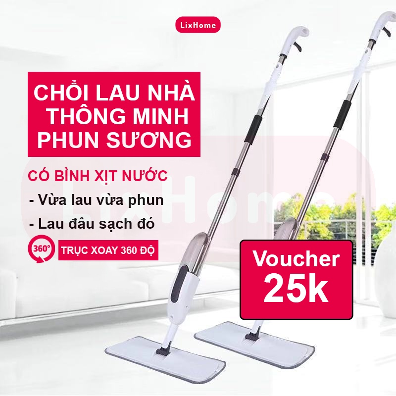 Chổi lau nhà phun sương, không cần nhúng nước gọn nhẹ, cây lau nhà phun sương lau được cả nền khô nền ướt