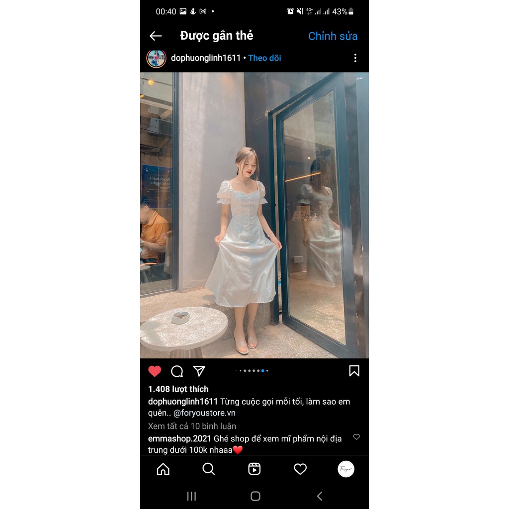 Jami Dress - Váy đầm trắng dáng dài FORYOU tay bồng đính cúc dọc, váy thiết kế xòe thanh lịch | BigBuy360 - bigbuy360.vn