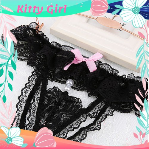 Bộ Đồ Lót Ren 2 Mảnh Quần Lót Lọt Khe Hở Đáy Sexy Áo Lót Ren Không Gọng Đính Nơ Cườm BL12 | BigBuy360 - bigbuy360.vn