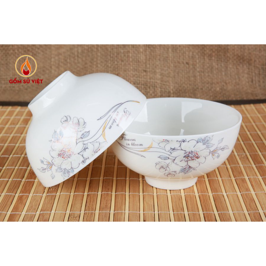 Bộ Chén Cơm Hoa Hồng Bạch Kim - Sứ Cao Cấp Minh Châu