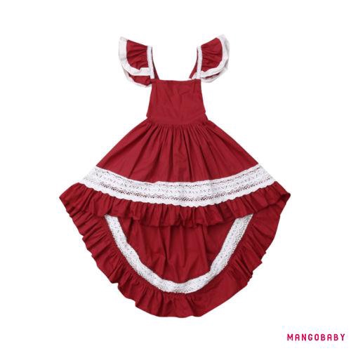 Đầm xòe công chúa màu đỏ cho bé gái từ 18 tháng tuổi