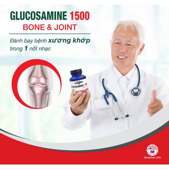 Glucosamine 1500mg Bone & Joint – Hỗ trợ điều trị thoái hóa khớp, viêm khớp, giảm đau xương khớp (100 viên)