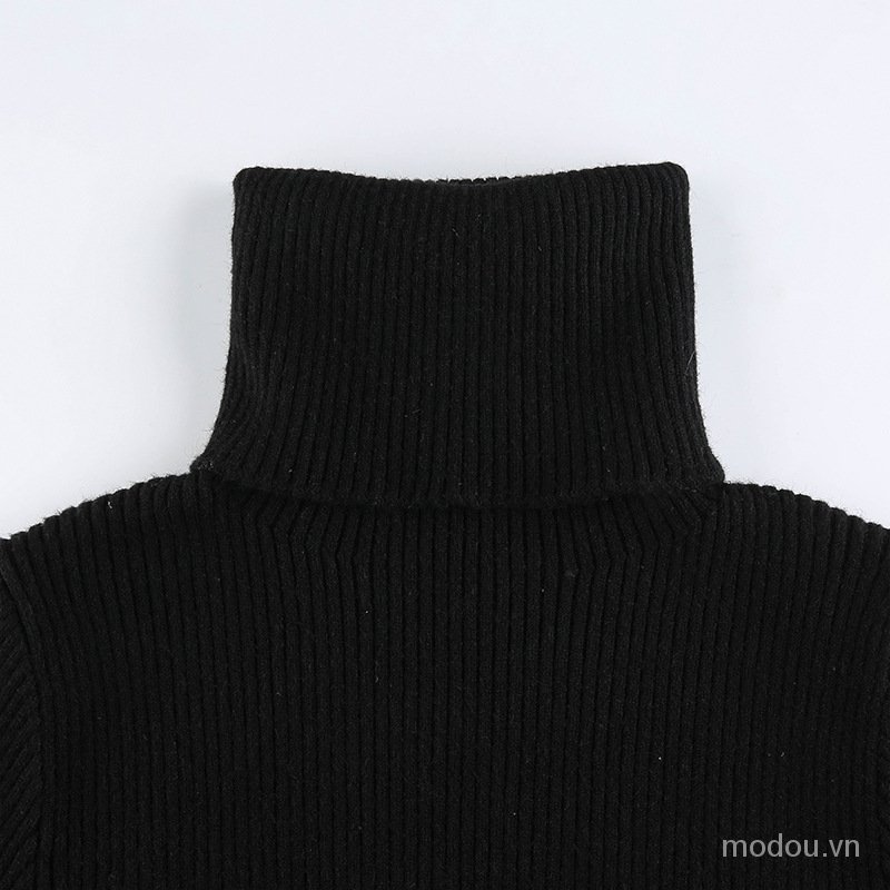 Đầm Cao Cổ Dệt Kim Tay Dài Phong Cách Hàn Quốc | BigBuy360 - bigbuy360.vn