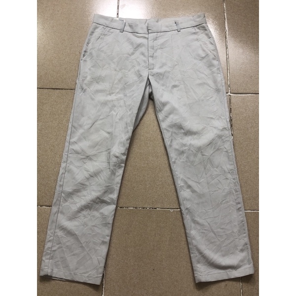 size L 32 33 nhỏ - quần kiểu thô pha vải âu màu ghi sáng form slim vừa công sở mới cao 2hand
