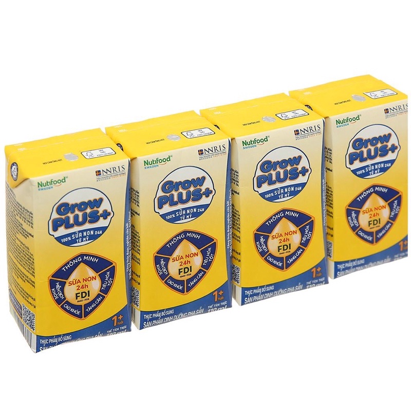 Lốc 4 hộp sữa bột pha sẵn Growplus vàng 110ml (date mới)