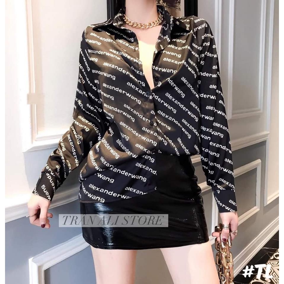 ÁO SOMI ĐEN HỌA TIẾT CHỮ ALEXAN.DERWANG