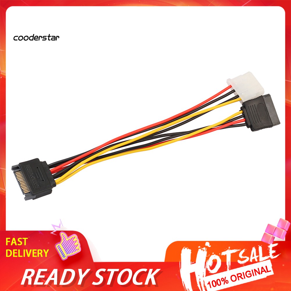 Cáp Chuyển Đổi Nguồn Sata 15pin Sata Sang 4pin Ide Molex Female + 15pin Sata Female