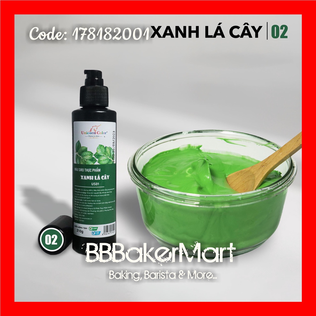 210GR - Màu nước thực phẩm làm bánh UNICORN COLOR - Màu XANH LÁ CÂY
