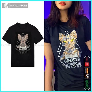 Áo PhônG Tay Lỡ Nữ hình Mèo gangster chất cotton form rộng thoáng mát - MAY22