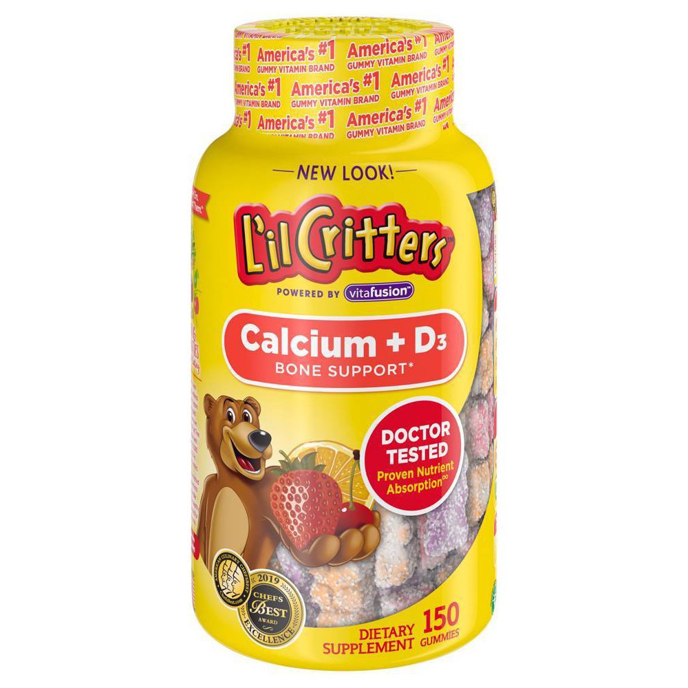 Kẹo dẻo gấu bổ sung canxi L’il Critters Calcium + D3 Bone Support 150v