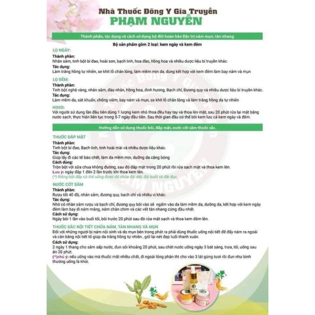 Kem nám tàn nhang, mụn, da thâm không đều màu, kem đông y Phạm Nguyễn handmade