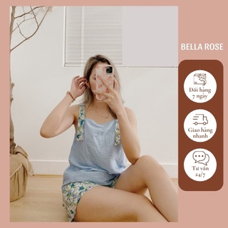 Đồ ngủ cute chất đũi 2 dây dễ thương Bella Rose