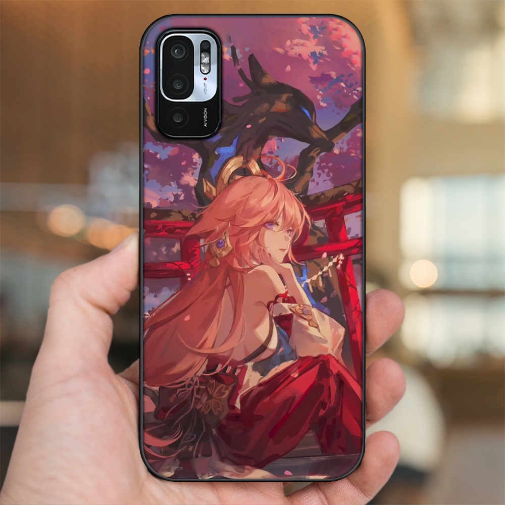 Ốp lưng Xiaomi Redmi Note 10 5G viền đen in hình Yae Miko Genshin Impact