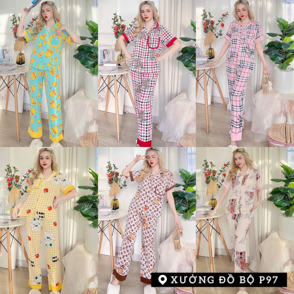 Sét đồ bộ pijama nữ tay ngắn quần dài chất liệu cao cấp lụa mango, lụa latin, lụa xịn chuẩn loại một hot nhất hiện nay