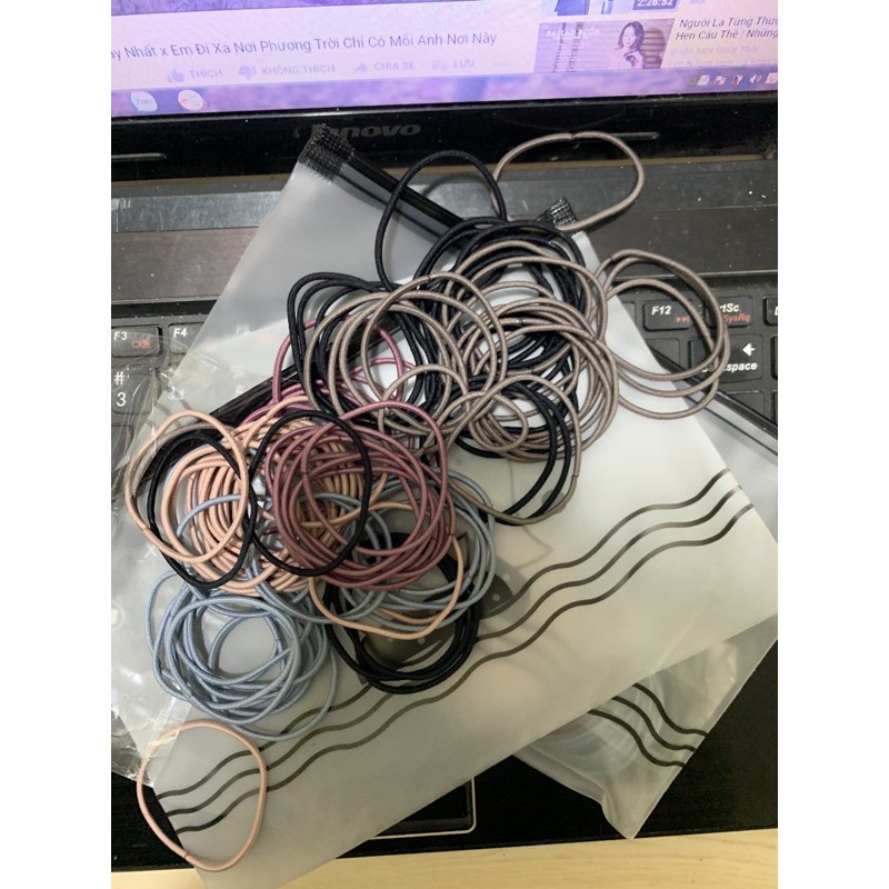 Sét 100 Sợi Chun Cột Tóc Kèm Túi Zip Tiện Lợi