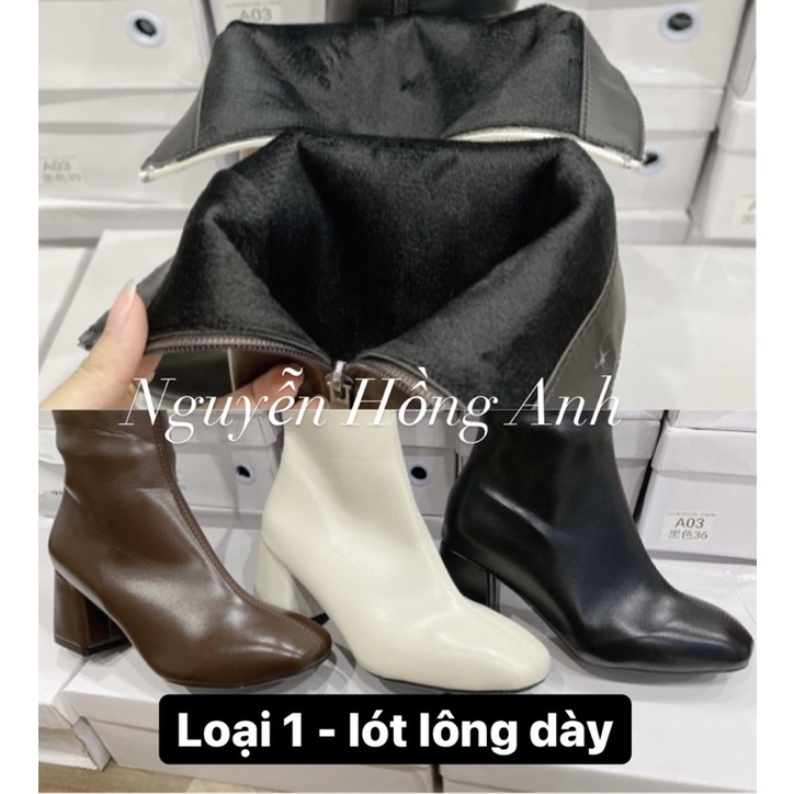 bốt gối (boot đùi) da lì loại 1- khoá cạnh gót 5p lót lông dày( FULL HỘP) mã 220