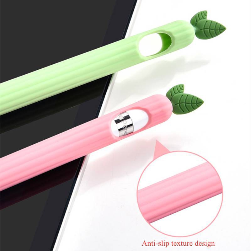 Ốp Lưng Silicone Chống Trượt Cho Apple Pencil 1 / 2 (1 Bút Chì + 1 Đầu Bút Cảm Ứng 6 &quot;