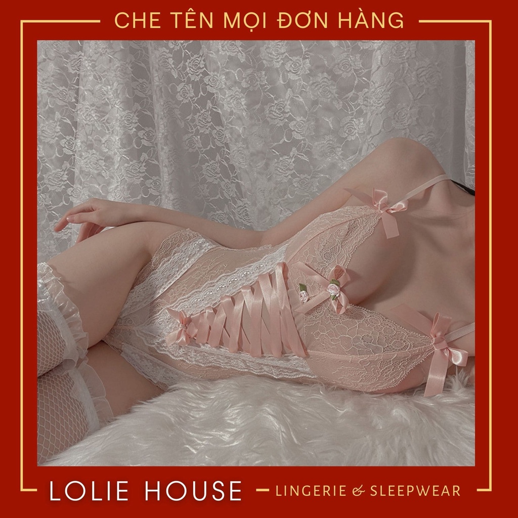 Đồ ngủ gợi cảm dáng bodysuit đan dây thiết kế ren lưới sexy dành cho nữ LOLIE HOUSE - BS18