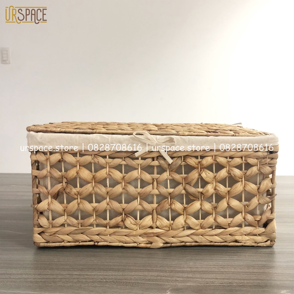 Giỏ lục bình có nắp URSPACE hình chữ nhật đựng quần áo, sách báoo, trang trí decor