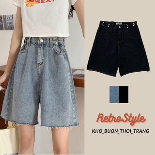 Quần Jean -  quần đùi móc cài  chất mềm mịn - lưng Cao Cá Tính Thời Trang Cho Nữ
