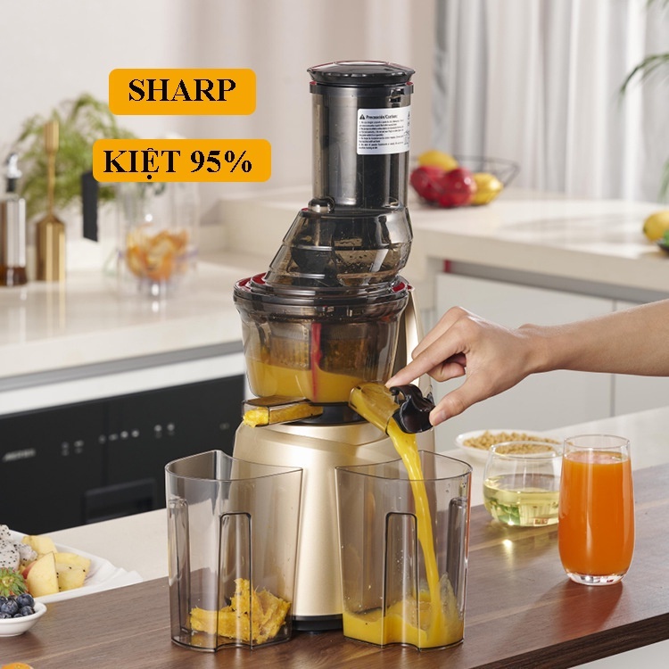 Máy Ép Chậm SHARP KS-689 Hàng Chính Hãng, Công Suất 250W,Cổ Máy To Ép Nguyên Trái Siêu Kiệt BH 12 Tháng