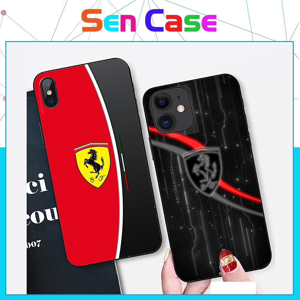 Ốp Lưng Điện Thoại Iphone Mặt Sau Kính Cường Lực Chống Trầy Xước In Hình FERRARI Đẳng Cấp/Ốp lưng iphone6/6s/7/8/x/xs