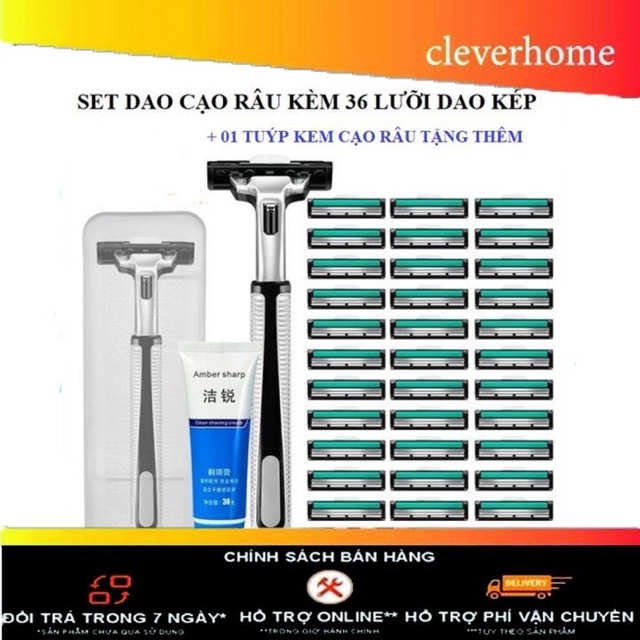 Bộ cạo râu 36 lưỡi kèm Tuýt kem