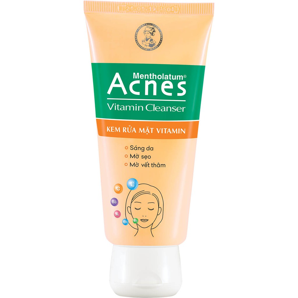 Kem rửa mặt sáng da mờ sẹo và vết thâm Acnes Vitamin Cleanser lọ 100gr