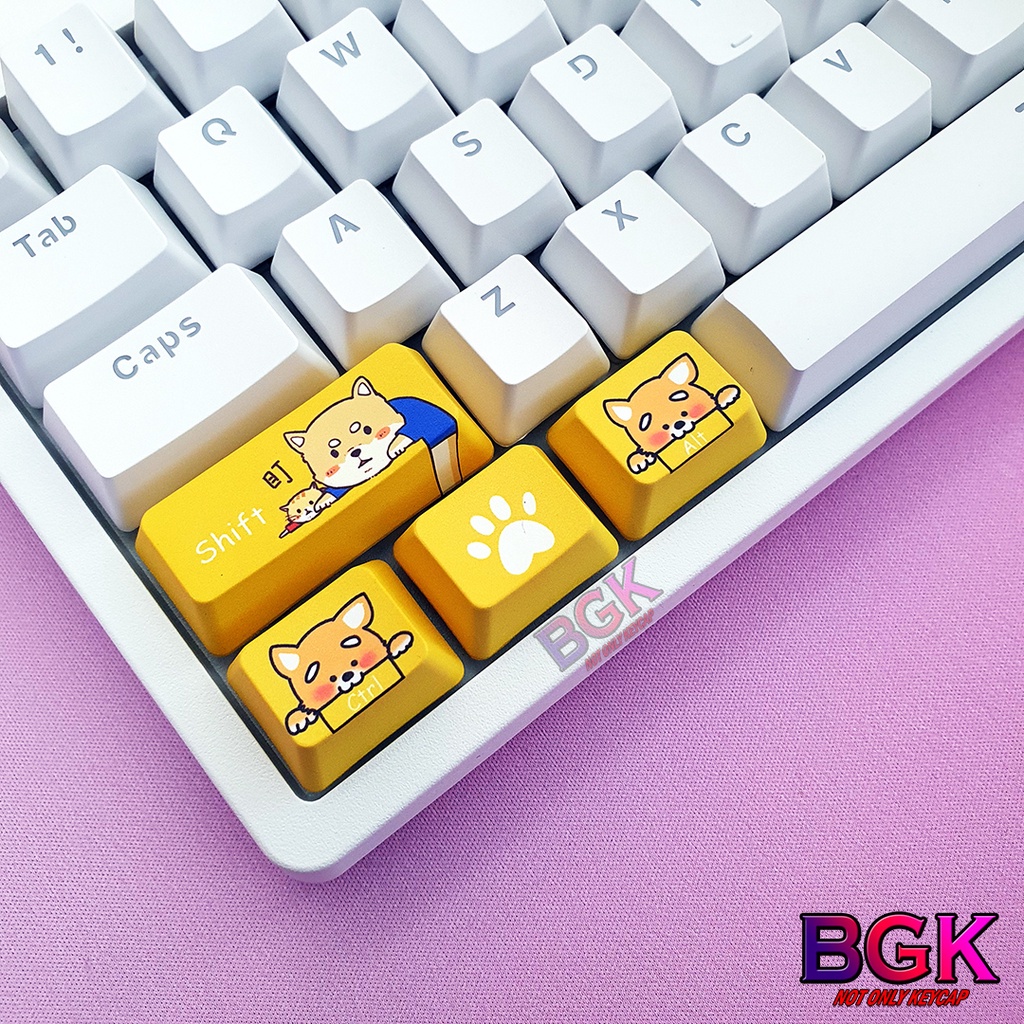 Bộ Keycap PBT 10 Nút chủ đề Shiba Doge Chất Liệu PBT in dye Sub cho màu sắc tươi tắn