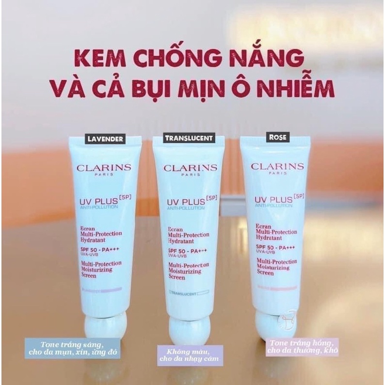 [ Bản New 2021] Kem chống nắng CLARINS UV PLUS (5P) Rose/Lavender/Translucent