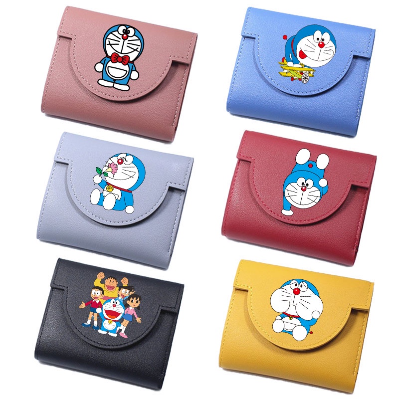 Ví Ngắn Đựng Thẻ / Tiền Xu In Hình Doraemon Dễ Thương Cho Nam Và Nữ