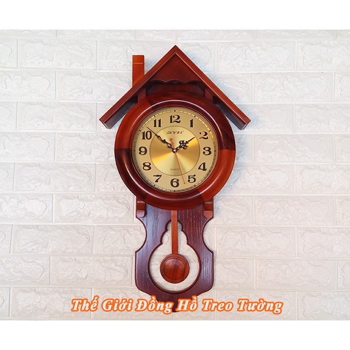 Đồng Hồ QUẢ LẮC và NHẠC CHUÔNG Báo Giờ bằng GỖ Tự Nhiên hình NGÔI NHÀ S3, Tặng Pin Maxell – Bảo Hành 1 Năm
