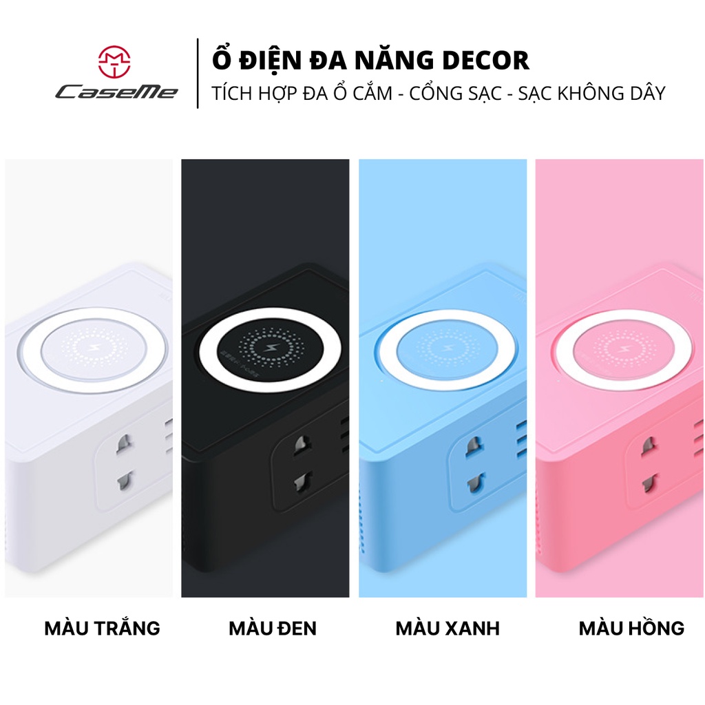 Ổ cắm điện đa năng có sạc không dây, cổng usb chống giật an toàn decor cực xinh