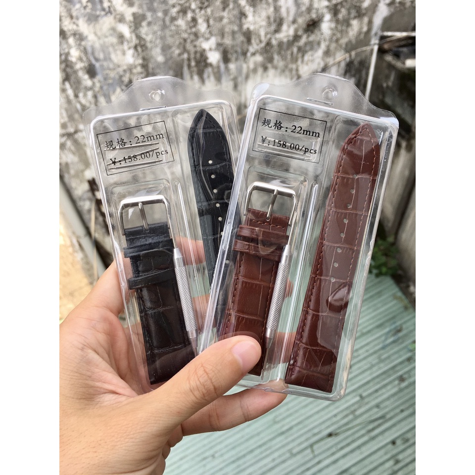 Dây da đồng hồ nam nữ 12/14/16/18/20/22/24mm tặng kèm chốt và dụng cụ tháo lắp giá rẻ