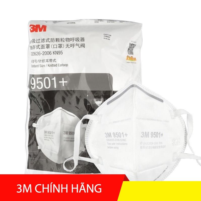 Khẩu Trang 3M N95 KN95 9501+ Kháng Khuẩn Lọc Bụi Mịn PM2.5 Đeo Tai Chính Hãng