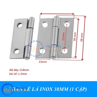 Cặp Bản Lề Lá Inox 38mm