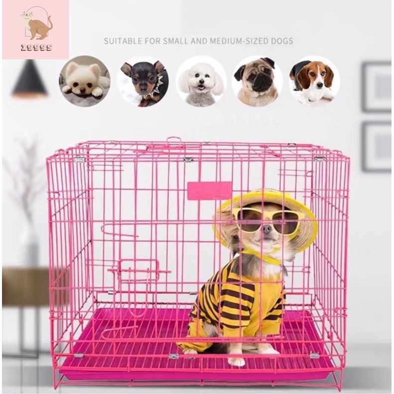 Chuồng thú cưng gấp gọn - Lồng chó mèo sơn tĩnh điện - tặng kèm khay vệ sinh tiện lợi