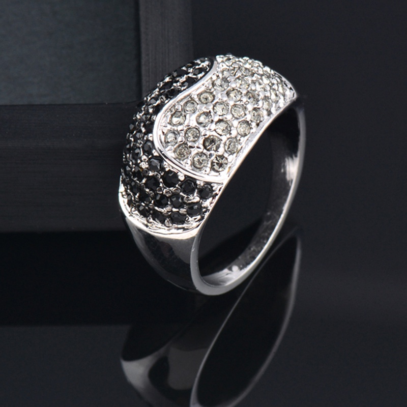 Nhẫn Đính Đá Pha Lê Màu Trắng/Đen/Vàng Phong Cách vintage Thời Trang Cho Nữ JZ162