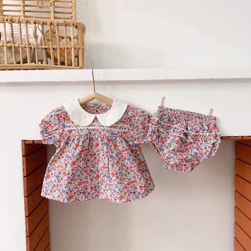 Vải thô cotton mềm mát hoa nhí