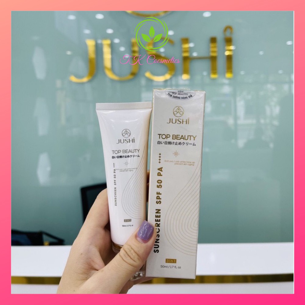 Kem chống nắng Jushi, Chống Nắng Jushi Top Beauty spt 50 [ Mua 1 tặng Voucher 20k, tặng 1 Mask Collagen 40k]