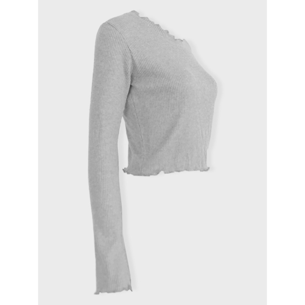 Áo croptop xám dài tay form ôm vnxk
