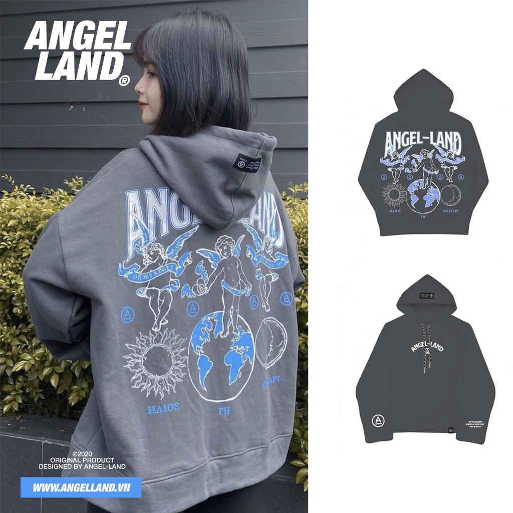 Áo khoác hoodie angel-land earth sun & moon chính hãng nỉ bông sm - ảnh sản phẩm 1