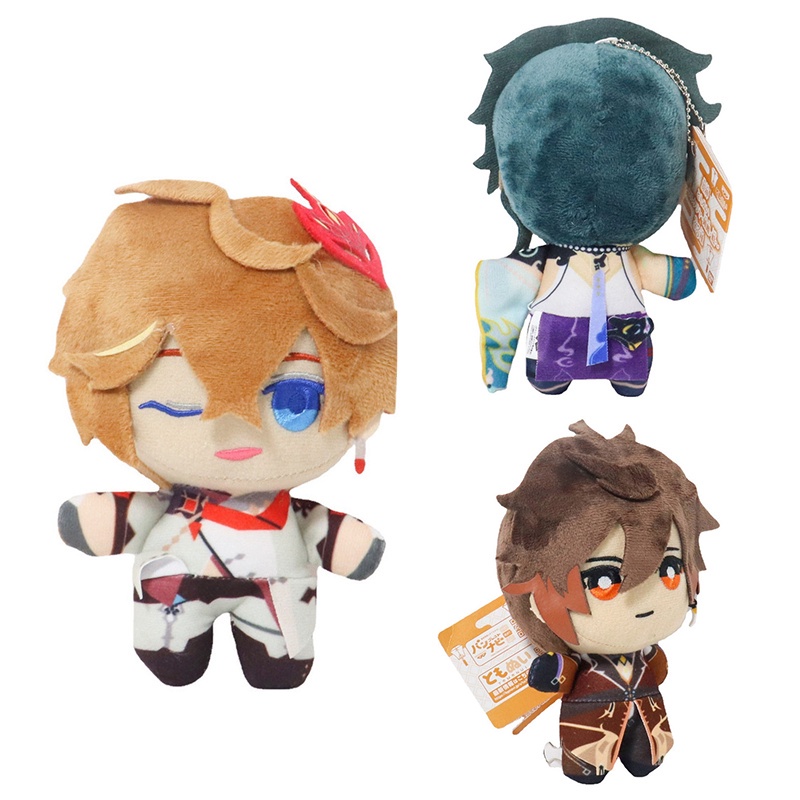 cute 15cm Genshin Impact Zhongli Tartaglia Plush Pendant Keychain Keyring Toys Gifts
