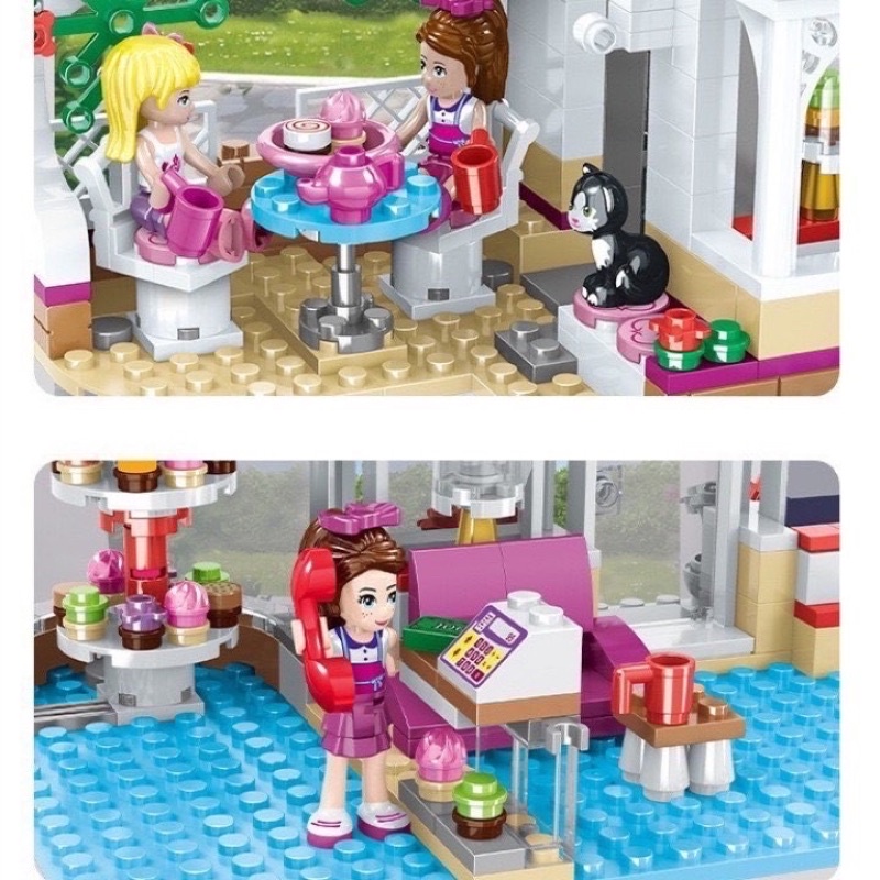 Lắp ráp xếp hình lego friends Girls Club Bela 10496 : Tiệm Cafe bánh ngọt hồ trái - tiệm bánh của Naomi 444 chi tiết