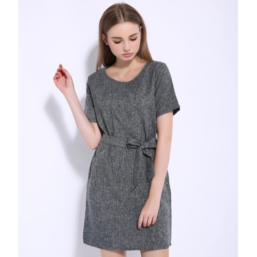Đầm nữ tay ngắn dáng rộng màu trơn thời trang cá tính | BigBuy360 - bigbuy360.vn