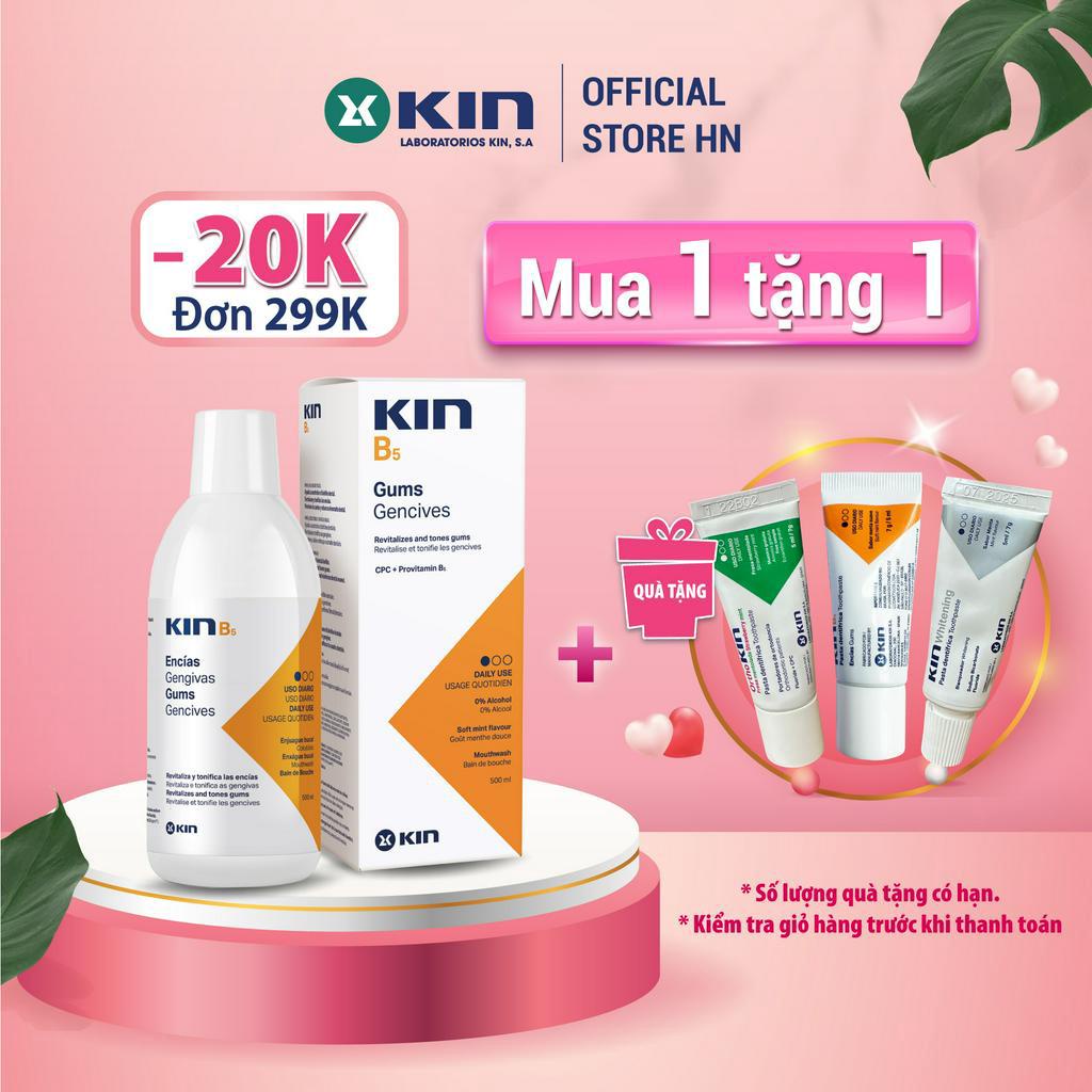 Nước Súc Miệng Kin B5 Sạch Mảng Bám, Phục Hồi Nướu, Ngừa Viêm Lợi, Dùng Hàng Ngày, Chai 500ml