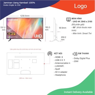 Tivi Samsung 4K 55 inch UA55AU7700KXXV
