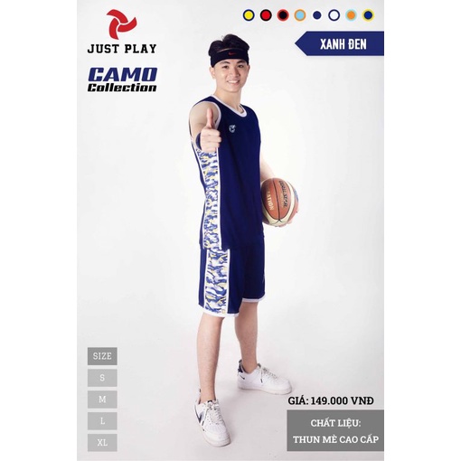 Bộ đồ thể thao, Quần áo bóng rổ cao cấp JUST PLAY Camo Phom áo rộng chất vải mè thoáng mát chính hãng- Putin Shop